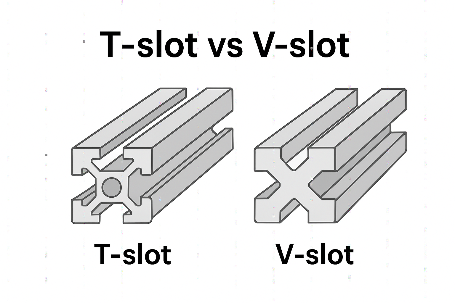 T-slot and V-slot aluminum profiles for industrial frame structures