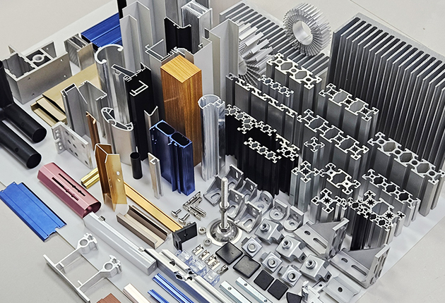 Different surface finishing options for aluminum profiles, including anodizing and powder coating