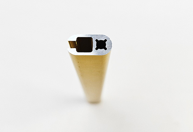 Durable anodized aluminum profile in gold finish