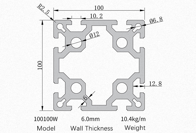 Aluminium extrusion 50100 T slot aluminum profiles