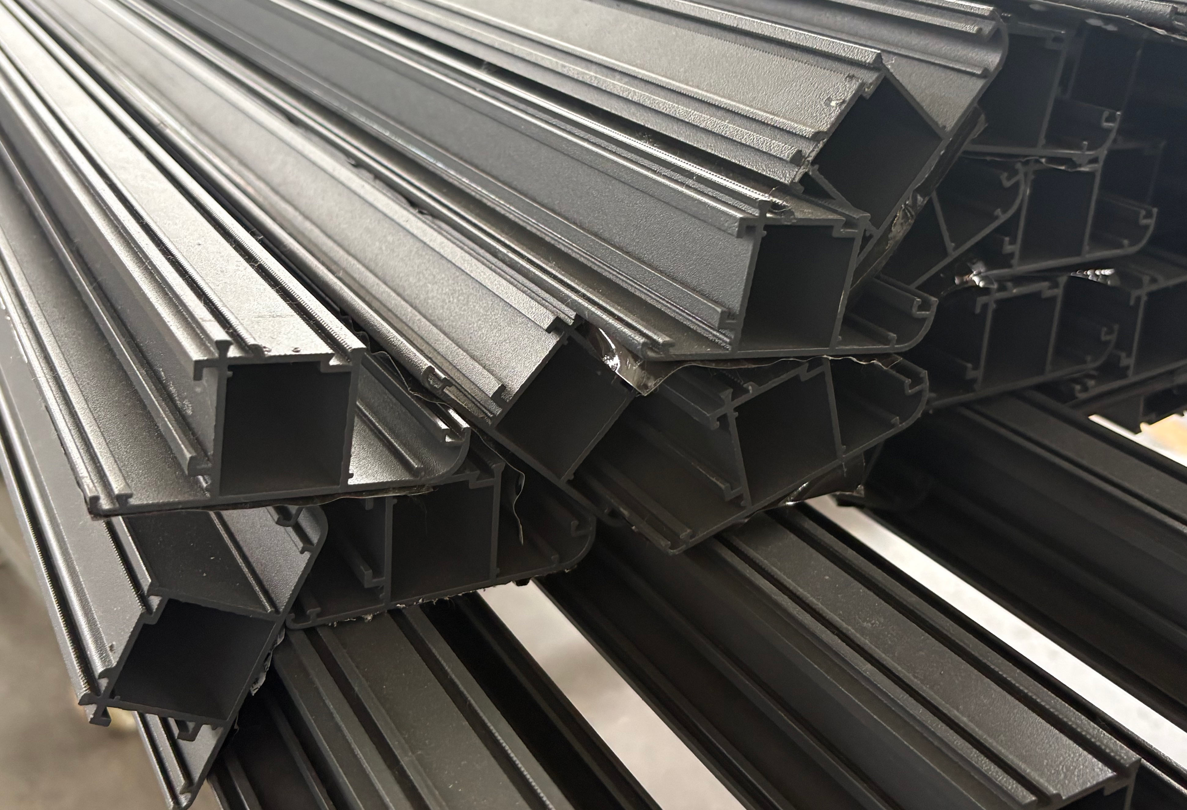 black finished aluminum profiles