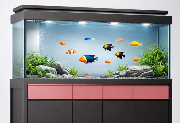 custom made aluminum profile cabinet style transparent glass aquarium