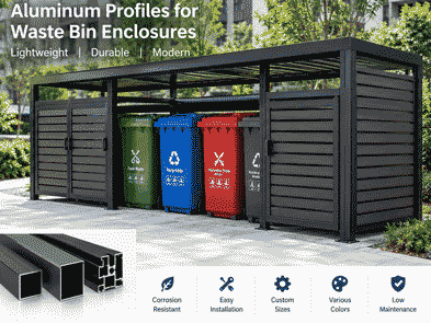 aluminum profiles in waste bin enclosures